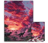 Rompecabezas de 1000 Piezas para Adultos o familias,Dinosaurios al Atardecer,Rompecabezas para decoración del hogar,Regalo,Juguete desafiante para la Familia, Noches de Juegos,50x75cm