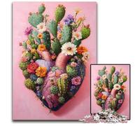 Rompecabezas de 1000 Piezas para Adultos o familias,Rompecabezas de cartón con Forma de corazón de Cactus para Mayores de 14 años,difícil de completar,Pero Divertido y Divertido,Regalo