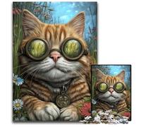 Rompecabezas de 1000 Piezas para Adultos o familias, Rompecabezas de cartón Steampunk Cat, Juegos educativos, Juguetes de Bricolaje, Regalo de cumpleaños, Regalos para niños de 14 años, 26x38cm