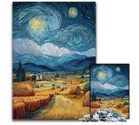Rompecabezas de 1000 Piezas para Adultos o familias Rompecabezas de Madera con Cielo Nocturno y Campo de Trigo Decoración Colorida para el hogar y Juego Familiar Interactivo Regalo Ideal 50x75cm