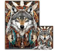 Rompecabezas de 1000 Piezas para Adultos o familias Rompecabezas de Madera de Lobo Indio con Juego Interactivo Familiar, Regalo Ideal para Mayores de 14 años 50x75cm