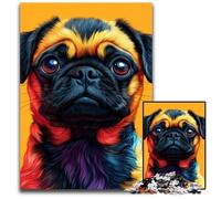Rompecabezas de 1000 Piezas para Adultos o familias, Rompecabezas de Madera de Pug, decoración Colorida para el hogar y Juego Familiar Interactivo, Regalo Ideal, 50x75cm
