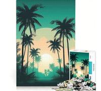 Rompecabezas de 1000 Piezas para Adultos Oasis de Palmeras Juegos Divertidos para la interacción Entre Padres e Hijos Cada Pieza es única 50x75cm