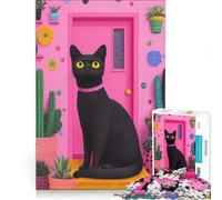 Rompecabezas de 1000 Piezas para Adultos: Oasis del Gato Negro Juego práctico para ejercitar la Mente y Las Manos Cada Pieza es única 38x52cm