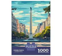 Rompecabezas De 1000 Piezas Para Adultos Obelisco De Buenos Aires Illustration Rompecabezas Para Adultos Juegos De Relajación Para La Diversión Familiar Interacción Entre Padres E Hijos 52x38cm/1000pc