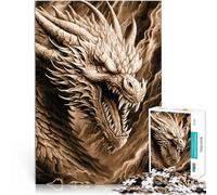 Rompecabezas de 1000 Piezas para Adultos Obra de Arte del dragón Madera，Apto para Personas Mayores de 14 años. Interacción Entre Padres e Hijos Regalos para Amigos y Familiares。