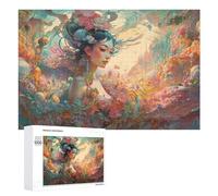 Rompecabezas de 1000 piezas para adultos, obras de arte de fantasía de mujer con flores, rompecabezas para adolescentes, juego práctico para mejorar la memoria interacción entre padres e hijos, 1000