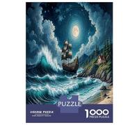 Rompecabezas De 1000 Piezas para Adultos Ocean Waves, Sailboat, Coastal Cottage Rompecabezas para Adultos: Un Juego Práctico, Divertido Y Un Desafío Educativo con Humor 38x26cm/1000pcs
