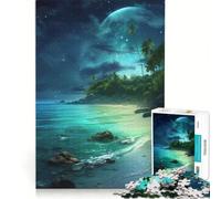Rompecabezas de 1000 Piezas para Adultos: Océano Azul y Cielo Nocturno, Juego de ingenio, Actividades Divertidas para Hacer en casa, colección de Artistas, Bellas Artes 38x52cm