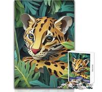 Rompecabezas de 1000 Piezas para Adultos: Ocelote en la Selva, un Lugar Tranquilo y Agradable para Pasar el Tiempo libreJuguete de precisión Troquelado avanzadoTamaño 38x52cm