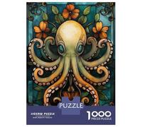 Rompecabezas De 1000 Piezas para Adultos Octopus Stained Glass Art Rompecabezas para Adultos Juguetes Antiestrés para La Diversión Familiar Regalos De Cumpleaños Y Únicos 52x38cm/1000pcs