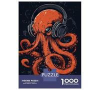 Rompecabezas De 1000 Piezas para Adultos Octopus with Headphones Rompecabezas para Adultos Juego De Ingenio Patrón De Ensamblaje Oferta como Regalo para Toda La Familia 52x38cm/1000pcs
