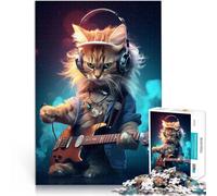 Rompecabezas de 1000 Piezas para Adultos Odisea de la Guitarra de Gato desafío Educativo con Piezas de Formas aleatorias Que se entrelazan Completamente 52x38cm