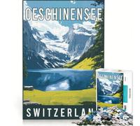 Rompecabezas de 1000 Piezas para Adultos: Oeschinensee en Suiza, Juegos educativos, Carrera de Velocidad Manual, Toda la Familia 38x26cm