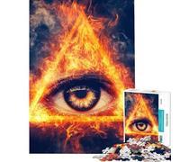 Rompecabezas de 1000 Piezas para Adultos Ojo llameante de la Providencia Rompecabezas para Adultos Juego práctico de análisis y lógica Difícil y desafiante (Tamaño 38x52cm)