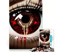 Rompecabezas de 1000 Piezas para Adultos Ojo Rojo Sangriento,Corte preciso,diversión,Juego de lógica,Tiempo de Ocio,Arte con Escena navideña 50x75cm