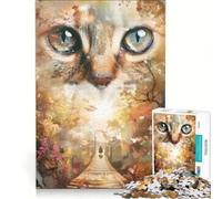 Rompecabezas de 1000 Piezas para Adultos: Ojos de Grandes felinos sobre el Puente, decoración de Pared, Juguete para la interacción Entre Padres e Hijos, 38x26cm
