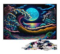 Rompecabezas de 1000 Piezas para Adultos, Olas psicodélicas, Rompecabezas de Madera, Juego de desafío Mental para Adolescentes y Familia, 50x75cm/19,68x29,52 Pulgadas