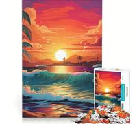 Rompecabezas de 1000 Piezas para Adultos: Olas rompiendo al Atardecer, Juego de ingenio, decoración de Pared, Lista de Deseos con Papá Noel 50x75cm