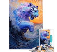 Rompecabezas de 1000 Piezas para Adultos Olas rugientes Tigre majestuoso Rompecabezas para Adolescentes Juego práctico para Mejorar la Memoria Regalos para Amigos y Familiares (tamaño 38x52cm)