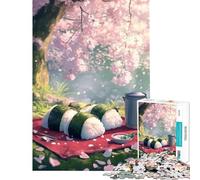 Rompecabezas de 1000 Piezas para Adultos Onigiri Picnic bajo cerezos en Flor desafío de Inteligencia Cerebral Juguetes adictivos Juegos Familiares difícil Regalos de Amigo Invisible (tamaño 38x26cm)
