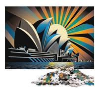 Rompecabezas de 1000 Piezas para Adultos, Ópera de Sídney, Rompecabezas Cuadrados creativos para Adultos, Rompecabezas de Madera para decoración del hogar (75x50cm)