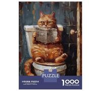 Rompecabezas De 1000 Piezas para Adultos Orange Tabby Cat Toilet Rompecabezas para Adultos Juego Familiar Difícil Difícil Y Desafiante 52x38cm/1000pcs