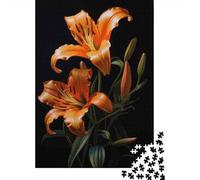 Rompecabezas De 1000 Piezas para Adultos Orange Tiger Lily Flowers Rompecabezas para Adultos Juegos De Relajación Desafío Difícil Regalo De Cumpleaños, Regalos, 38x26cm/1000pcs