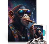Rompecabezas de 1000 Piezas para Adultos Orangután Funky fumando un cigarro Juegos educativos Trato como Regalo para Toda la Familia 75x50cm