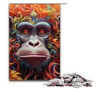 Rompecabezas de 1000 Piezas para Adultos: Orangután psicodélico en la Jungla. Divertido Rompecabezas Familiar con póster a Juego y Hoja de Trivia. 1000 Piezas (75 x 50 cm).