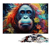 Rompecabezas de 1000 Piezas para Adultos: Orangután psicodélico en la Jungla Una Obra de Arte para Adolescentes a Partir de 14 años (tamaño 75 x 50 cm)