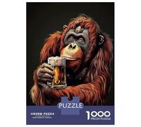 Rompecabezas De 1000 Piezas para Adultos Orangutan with Beer Rompecabezas para Adultos Juguete Decoración De Pared Pero Diversión Y Humorística Diversión En El Hogar, 52x38cm/1000pcs