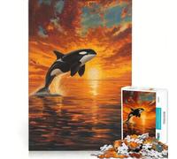 Rompecabezas de 1000 Piezas para Adultos Orca al Atardecer Paisaje oceánico Juego Interactivo Mejora la Memoria colección de Artistas Bellas Artes 38x26cm