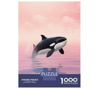 Rompecabezas De 1000 Piezas para Adultos Orca Breaching in Pink Sky Rompecabezas para Adultos Juegos Familiares Regalos De Corte De Precisión para Amigos Y Familiares 52x38cm/1000pcs