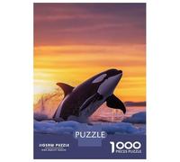 Rompecabezas De 1000 Piezas para Adultos Orca Leaping Sunset in Icy Waters Rompecabezas Juegos Familiares Difícil Difícil Cumpleaños Y Navidad 52x38cm/1000pcs