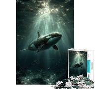 Rompecabezas de 1000 Piezas para Adultos Orca Nadando bajo el Agua con Rayos de Sol Ideal para cumpleaños Navidad diversión Familiar y decoración del hogar Apto para Mayores de 14 años (50x75cm)
