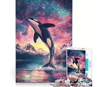 Rompecabezas de 1000 Piezas para Adultos Orca Saltando hacia Las Estrellas Juguete Educativo para Relajarse y desconectar Un Regalo estupendo para los Amantes de los Videojuegos 38x26cm
