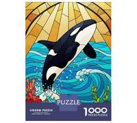 Rompecabezas De 1000 Piezas para Adultos Orca Stained Glass Style Illustration Rompecabezas para Adultos Juego Familiar Vacaciones En Casa Matar El Tiempo Desafiante De Completar 70x50cm/1000pcs