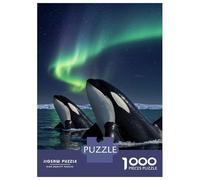 Rompecabezas De 1000 Piezas para Adultos Orcas Under The Aurora Borealis Rompecabezas para Adultos Juego Familiar Decoración De Pared Gran Regalo para Jugar 70x50cm/1000pcs