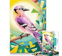 Rompecabezas de 1000 Piezas para Adultos Orquídea Rosada The Eurasian Jay en un Entorno geométrico Juego de Ajuste preciso,Regalo para ejercitar la Mente,Ideal para Relajarse o para divertirse