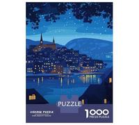Rompecabezas De 1000 Piezas para Adultos Oslo, Norway Night Cityscape Illustration Rompecabezas para Adultos Juego Familiar Análisis Y Lógica Difícil Y Desafiante 52x38cm/1000pcs