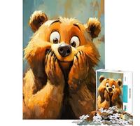 Rompecabezas de 1000 Piezas para Adultos Oso de Dibujos Animados con expresión de Sorpresa Actividades Divertidas para Hacer en casa Decoración de Pared Juegos relajantes Apto para Mayores de 14 años