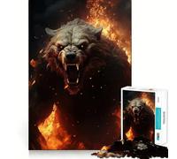 Rompecabezas de 1000 Piezas para Adultos Oso del Infierno Juego de Ajuste Exacto Juego de ingenio Regalo Juego de Juego Gratuito Regalo de cumpleaños (50x75cm)