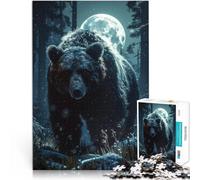 Rompecabezas de 1000 Piezas para Adultos “Oso en el Bosque nórdico” Madera，Apto para Mayores de 14 años. decoración de Pared de Juegos Ofrecido como Regalo para Toda la Familia.。