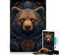 Rompecabezas de 1000 Piezas para Adultos Oso Encantado,Bordes Suaves,Juguete de construcción,Juego Relajante,Escena navideña (50x75cm)