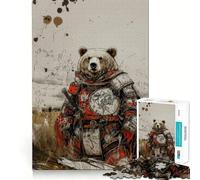 Rompecabezas de 1000 Piezas para Adultos Oso Guerrero con Armadura,Juego de Bordes, Juego cognitivo,Regalo,Juego de Ocio,Actividad de cumpleaños (38x52cm)