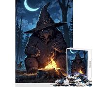 Rompecabezas de 1000 Piezas para Adultos Oso Mago Junto a una fogata Nocturna Juguete Educativo Gran Regalo y Juguetes Juego Familiar Actividades Divertidas en casa tamaño 50x75cm