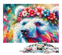 Rompecabezas de 1000 Piezas para Adultos: Oso majestuoso en Flor. Rompecabezas Cuadrados creativos para Adultos. Rompecabezas Decorativos para el hogar (75x50cm).