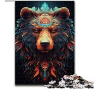 Rompecabezas de 1000 Piezas para Adultos, Oso marrón Colorido de Madera, Mayores de 14 años, 50x75cm, Juego de ingenio para Adolescentes, Fiestas