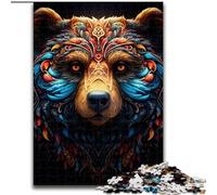 Rompecabezas de 1000 Piezas para Adultos,Oso marrón Colorido de Madera, Mayores de 14 años,50x75cm,manualidad Divertida para Toda la Familia,Ideal para cumpleaños y Vacaciones